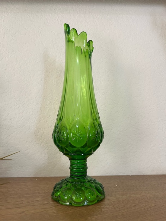 Other - Green Decorative Glass Vase - Home Accents